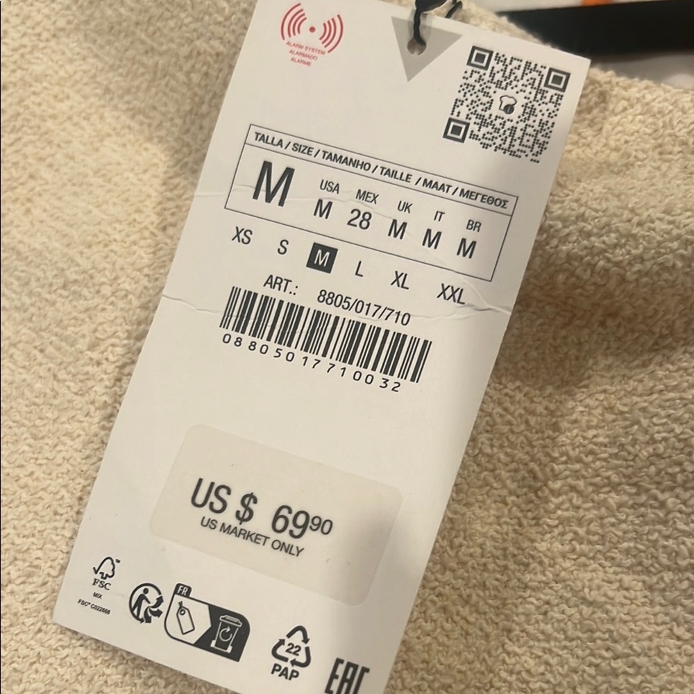 NWT Zara One Shoulder Dress in Cream - Picture 2 of 6